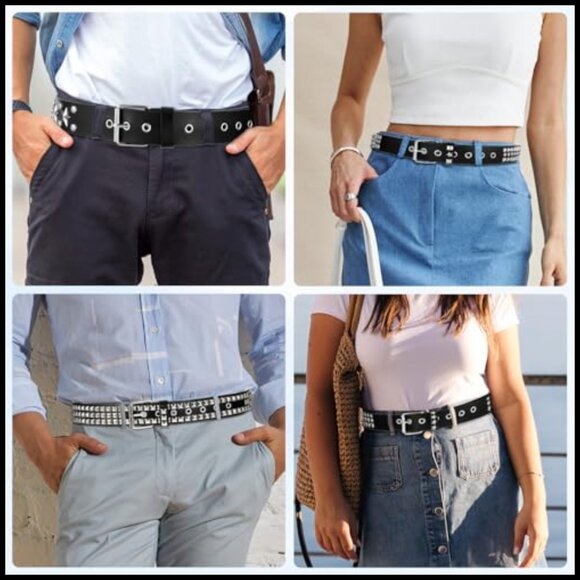 Faux Leather Studded Belt Set, 6 Piece Punk Style Accessories